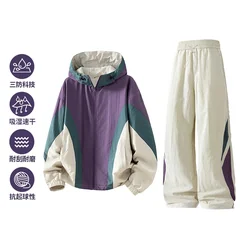 New two-piece men's spring-autumn jacket set. Men's and women's trendy brand loose quick-drying waterproof sports outfit