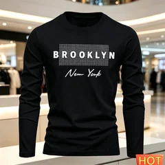 Cotton Comfort Men's Casual Long sleeved T-shirt New Autumn Winter Versatile T-shirt Letter loose men's hoodie tops men clothing
