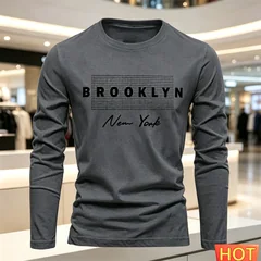 Cotton Comfort Men's Casual Long sleeved T-shirt New Autumn Winter Versatile T-shirt Letter loose men's hoodie tops men clothing