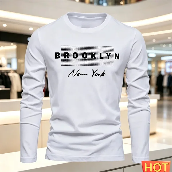 Cotton Comfort Men's Casual Long sleeved T-shirt New Autumn Winter Versatile T-shirt Letter loose men's hoodie tops men clothing