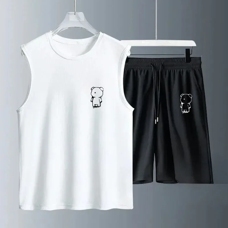 Men's Tank Top Sets 2026 Summer Quick drying Sportswear Breathable running drip clothing oversize beach sports seaside