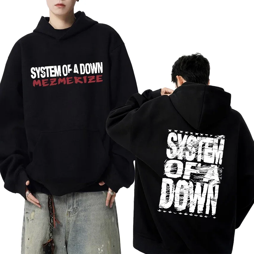 Rock band System of A Down Mezmerize 2025 Album Vintage metal streetwear Unisex hip hop Casual Hoodie Men women Fleece pullover