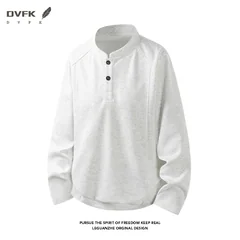 Men Raglan Sleeve Henley Long Sleeve Shirt Half Button Loose Curved Hem Casual Daily Top