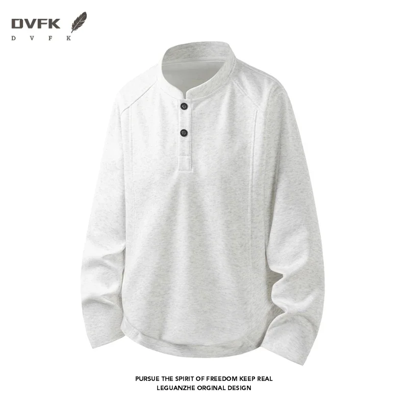 Men Raglan Sleeve Henley Long Sleeve Shirt Half Button Loose Curved Hem Casual Daily Top
