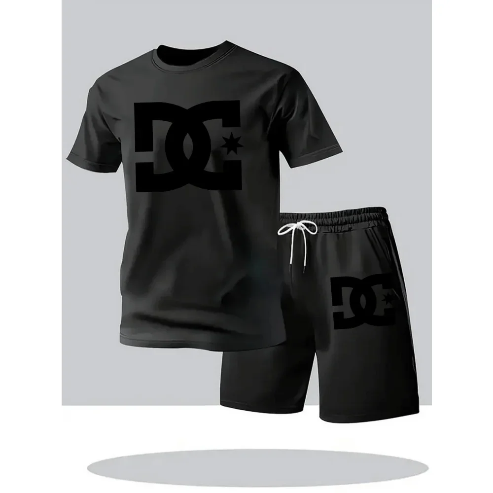 Summer Men's Casual Clothing Set Breathable Oversize T-Shirt Shorts 2-Piece Sportswear Short Sleeve Comfortable Suit for Men