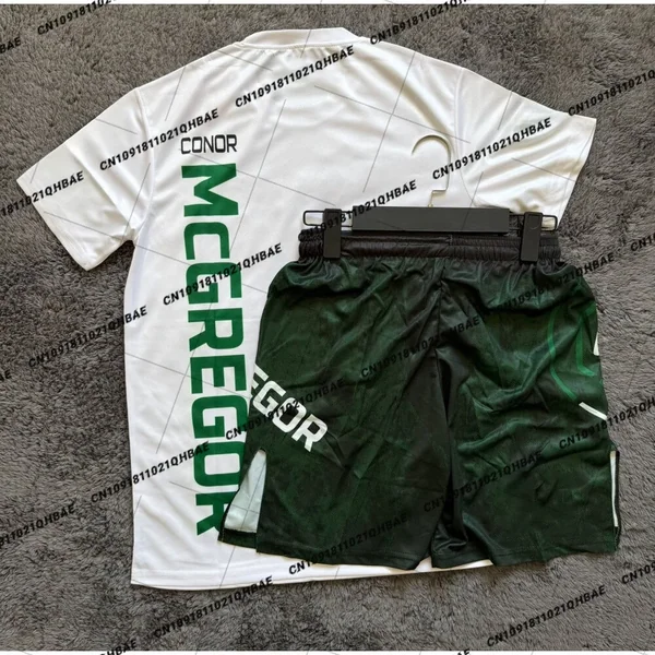 Summer Top Boxer MMA Octagonal Cage Conor McGregor Tshirt Shorts Set Men Sports Training Running Set Speed drying Fighting Set