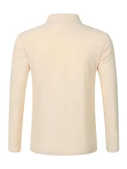 Men's Linen Blend Long Sleeve Polo Shirt with Chest Patch Breathable Lapel Collar Button Placket Casual Tops for Spring Fall