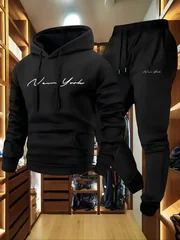 New York Themed Men's Soft Hooded Sweatshirt and Sweatpants Set Comfortable Athletic Wear for All Seasons tracksuit clothes