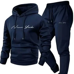 New York Themed Men's Soft Hooded Sweatshirt and Sweatpants Set Comfortable Athletic Wear for All Seasons tracksuit clothes