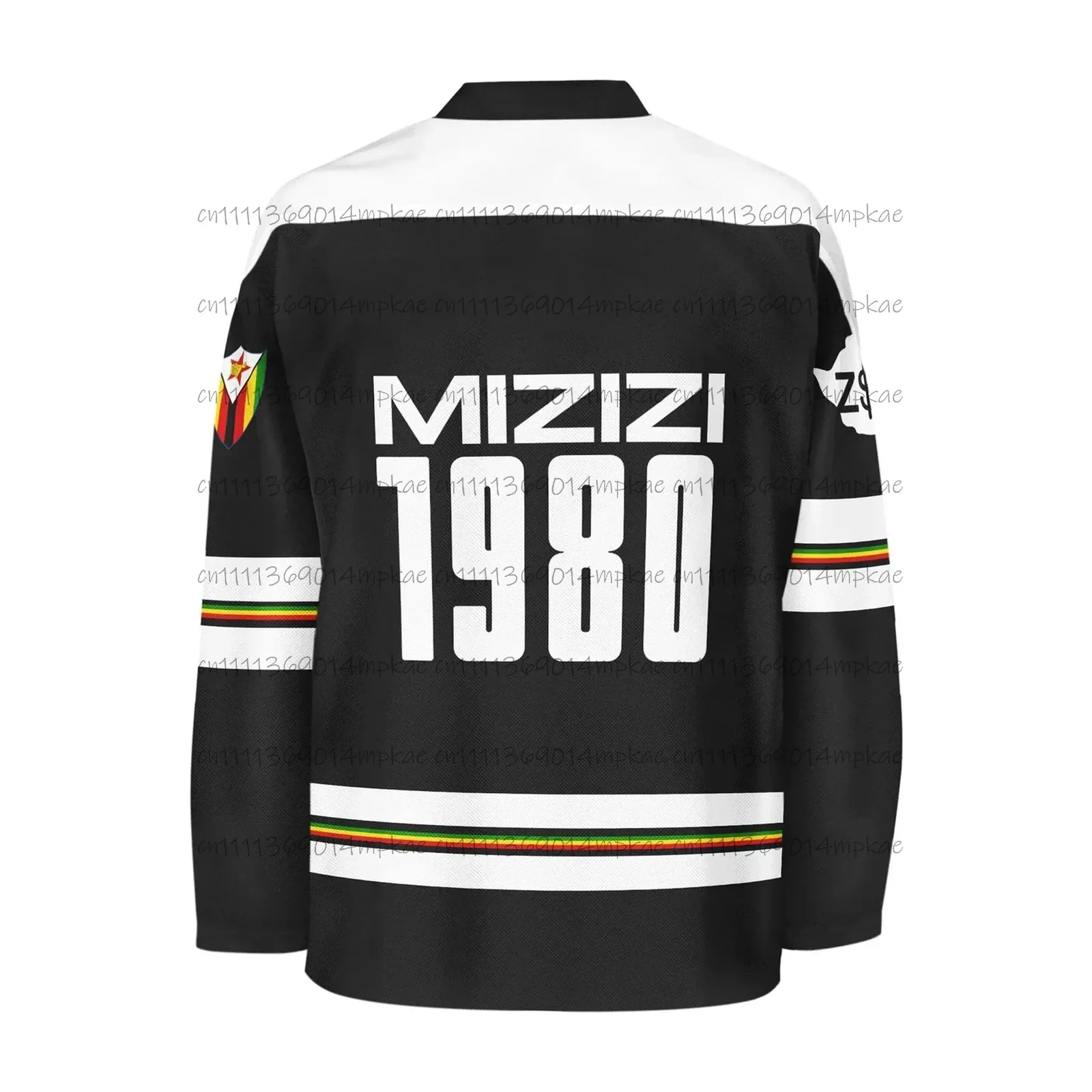 Men's Zimbabwe Printed V-Neck Long-Sleeve T-Shirt, Casual Summer Sporty Style, Fashionable Retro Streetwear Top