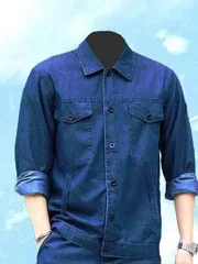 Men's Denim Shirt Long Sleeve Thin Breathable Loose Fit Deep Blue Wear Resistant Casual Outerwear Summer Season Workwear
