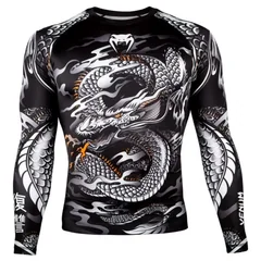 Dragon Pattern Long Sleeve Compression Shirt for Fitness Training MMA BJJ Workout Anti-slip Quick Dry