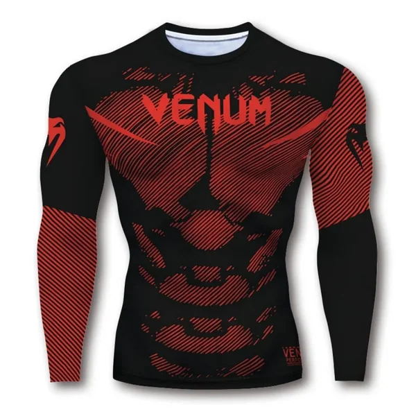 Dragon Pattern Long Sleeve Compression Shirt for Fitness Training MMA BJJ Workout Anti-slip Quick Dry
