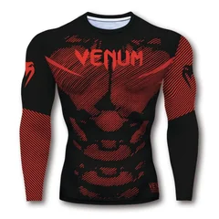 Dragon Pattern Long Sleeve Compression Shirt for Fitness Training MMA BJJ Workout Anti-slip Quick Dry
