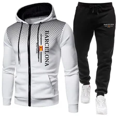 New Men's Jacket Tracksuit Daily Casual Zipper Hooded Sweatshirt Dot Coat Autumn Winter Sports Clothing Outdoors Streetwear Suit