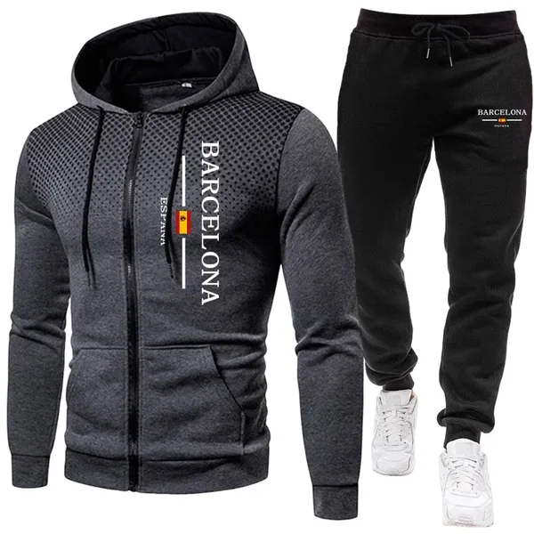 New Men's Jacket Tracksuit Daily Casual Zipper Hooded Sweatshirt Dot Coat Autumn Winter Sports Clothing Outdoors Streetwear Suit