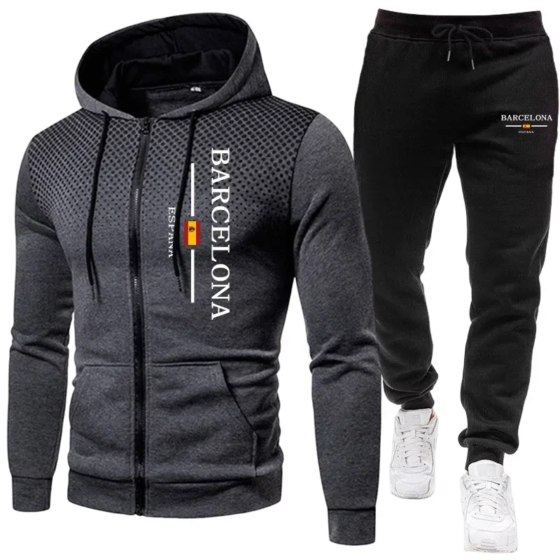 New Men's Jacket Tracksuit Daily Casual Zipper Hooded Sweatshirt Dot Coat Autumn Winter Sports Clothing Outdoors Streetwear Suit