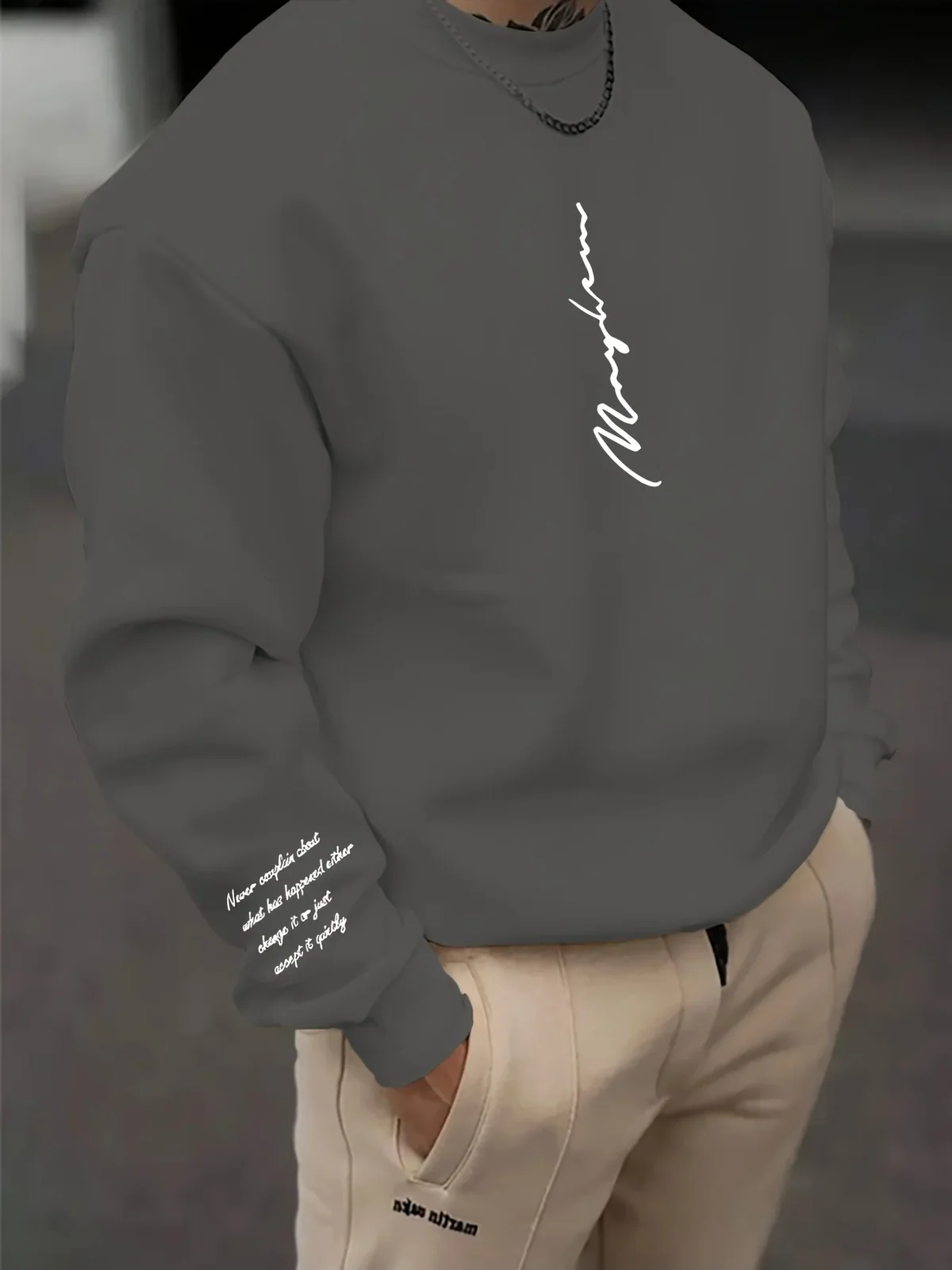Autumn and winter men's round-neck sweater with letter printing warm comfortable casual fashionable street wear