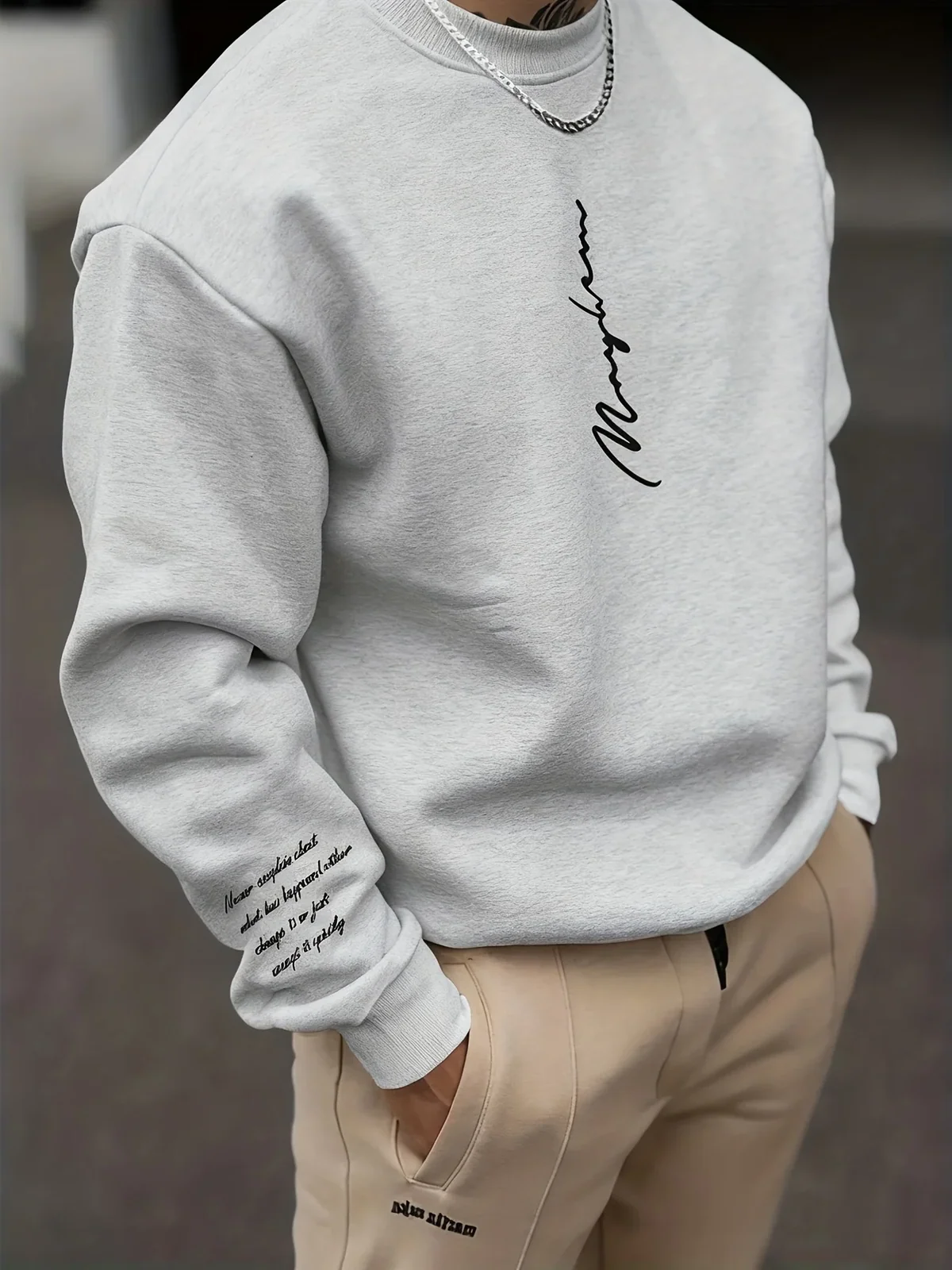 Autumn and winter men's round-neck sweater with letter printing warm comfortable casual fashionable street wear