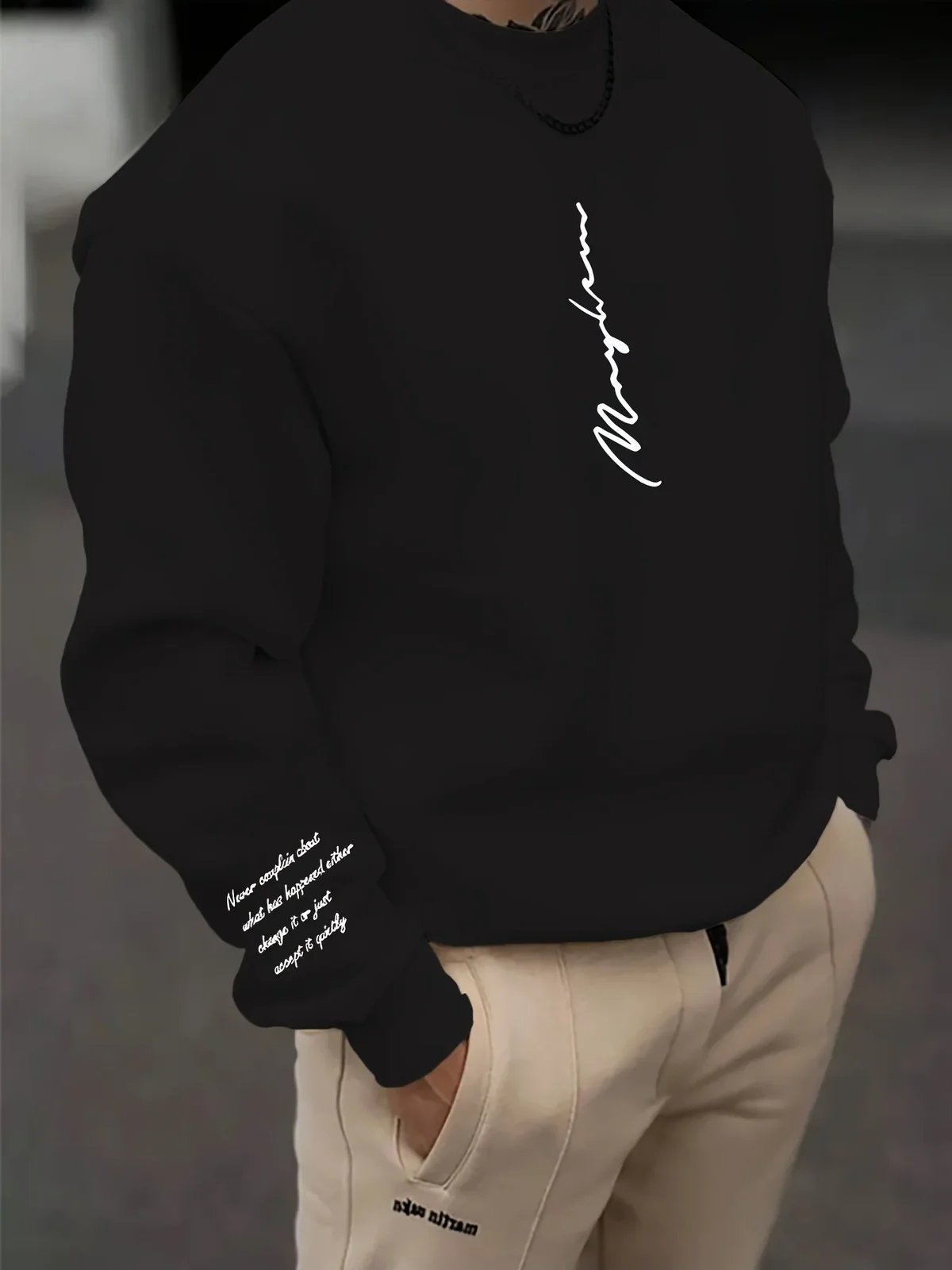 Autumn and winter men's round-neck sweater with letter printing warm comfortable casual fashionable street wear