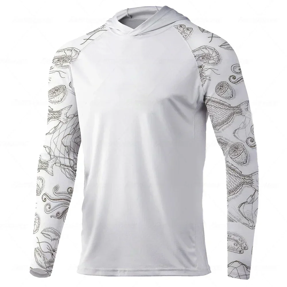 UPF50+ Men Half Collar Long Sleeve Fishing Shirt Quick Dry Sun Protective Outdoor Top