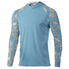 UPF50+ Men Half Collar Long Sleeve Fishing Shirt Quick Dry Sun Protective Outdoor Top