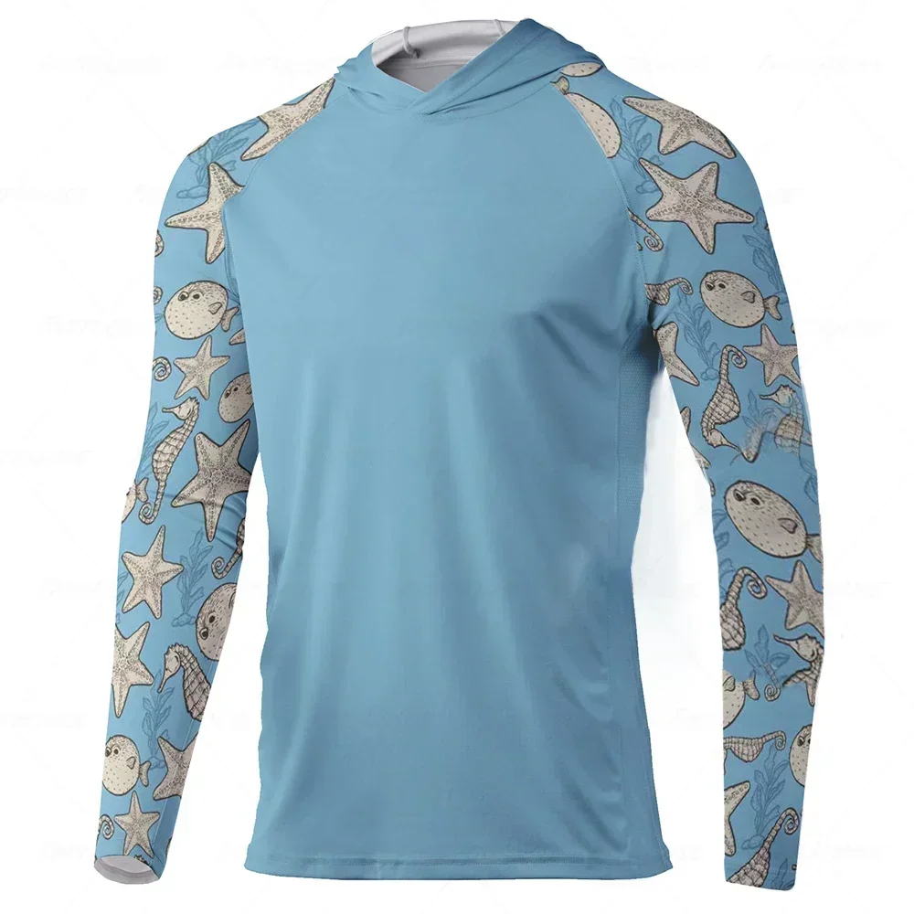 UPF50+ Men Half Collar Long Sleeve Fishing Shirt Quick Dry Sun Protective Outdoor Top