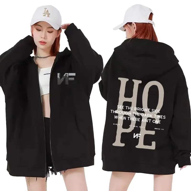 Rapper NF Hope Tracklist Zipper Hoodies Hope Album Tour Vintage Style Zip Up Hoodie Men Women Fashion Oversized Sweatshirt Coats