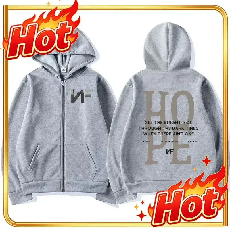 Rapper NF Hope Tracklist Zipper Hoodies Hope Album Tour Vintage Style Zip Up Hoodie Men Women Fashion Oversized Sweatshirt Coats