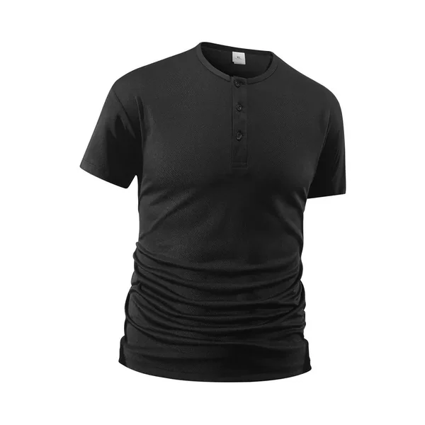 Summer Men's Solid Color Fitness Casual Mesh Henley Neck Shirts Short-Sleeved Men Slim Fit Quick Dry Training Running T-Shirts
