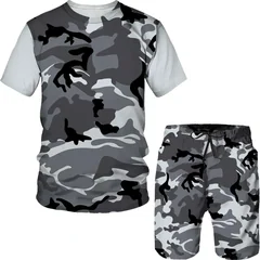 Camouflage Men's Suits Camo 3D Print T-Shirts Shorts 2-Piece Sets Casual Tracksuits Streetwear Oversized Outfits Man Clothing