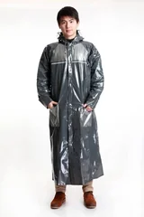 Man Loosen Big Shape Raincoat Jacket Hooded PVC Waterproof Rainproof