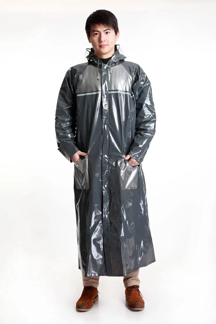 Man Loosen Big Shape Raincoat Jacket Hooded PVC Waterproof Rainproof