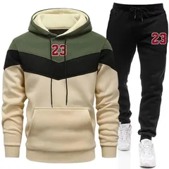 Autumn Winter Home Outdoor Comfort Fashion Hoodie Tracksuit 2026 New Arrival Men's Sportswear Hooded Sweatshirt Black Sweatpants