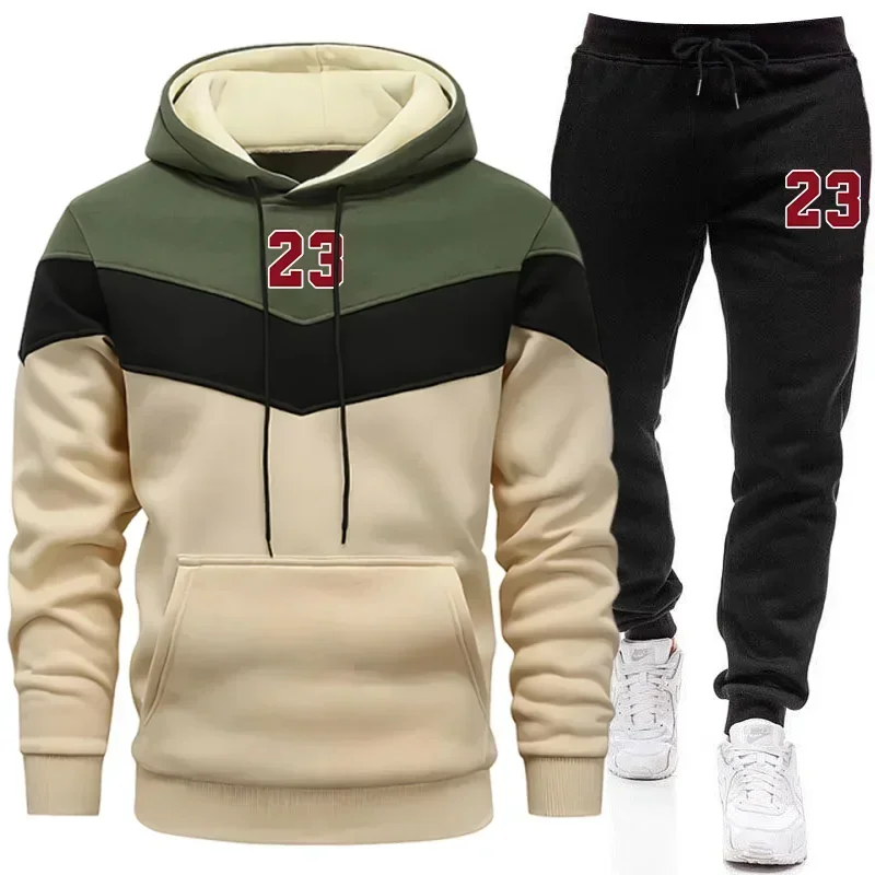 Autumn Winter Home Outdoor Comfort Fashion Hoodie Tracksuit 2026 New Arrival Men's Sportswear Hooded Sweatshirt Black Sweatpants