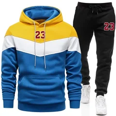 Autumn Winter Home Outdoor Comfort Fashion Hoodie Tracksuit 2026 New Arrival Men's Sportswear Hooded Sweatshirt Black Sweatpants
