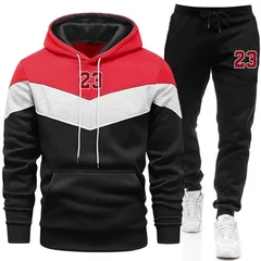 Autumn Winter Home Outdoor Comfort Fashion Hoodie Tracksuit 2026 New Arrival Men's Sportswear Hooded Sweatshirt Black Sweatpants