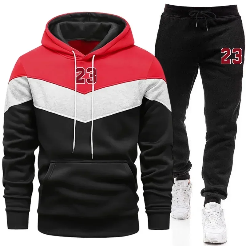 Autumn Winter Home Outdoor Comfort Fashion Hoodie Tracksuit 2026 New Arrival Men's Sportswear Hooded Sweatshirt Black Sweatpants