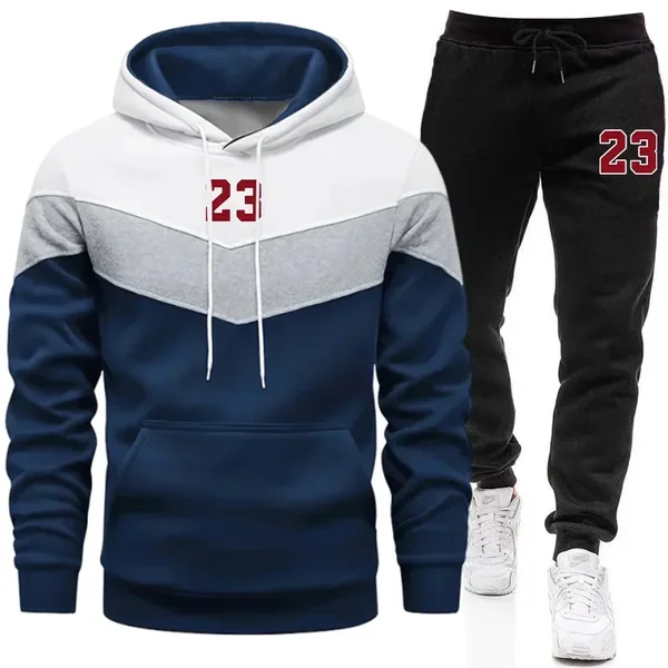 Autumn Winter Home Outdoor Comfort Fashion Hoodie Tracksuit 2026 New Arrival Men's Sportswear Hooded Sweatshirt Black Sweatpants