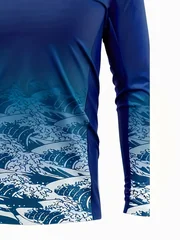 2026 Summer New Style Men's Long-Sleeved Shirt with 3D Gradient Printed Design for Sporty and Comfortable Leisure Wear