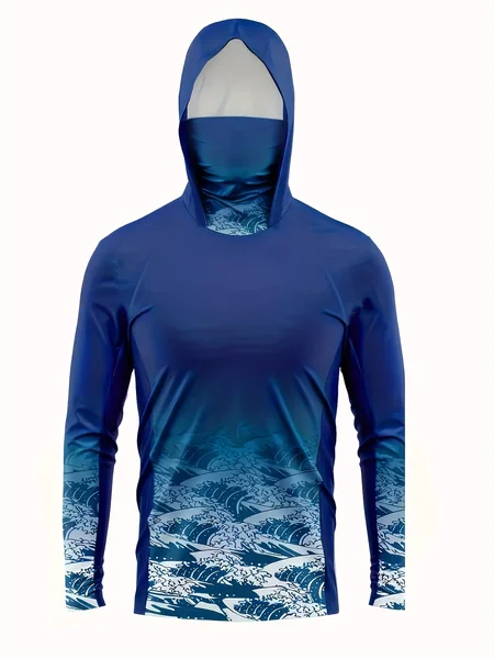 2026 Summer New Style Men's Long-Sleeved Shirt with 3D Gradient Printed Design for Sporty and Comfortable Leisure Wear
