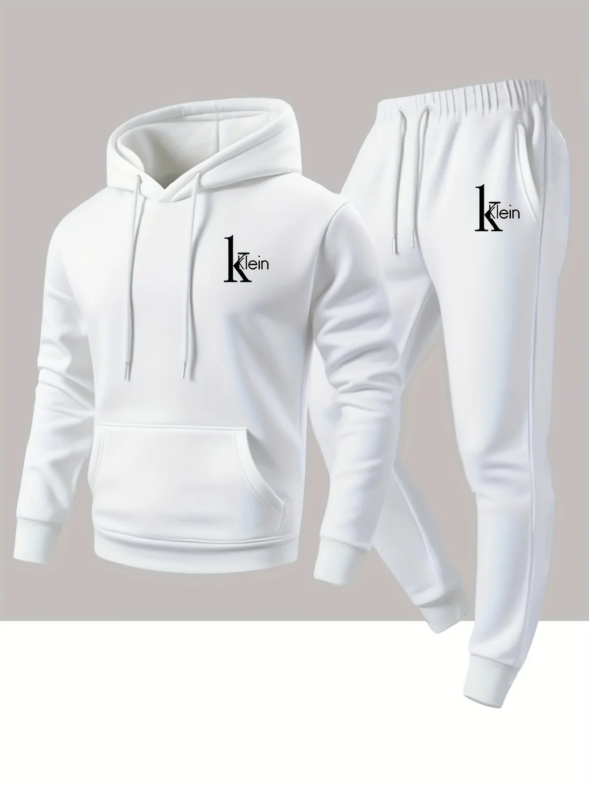 Men's Casual Long-Sleeved Hooded Sweatshirt And Sports Pants Two-Piece Set Autumn Winter Outfit for Comfortable Streetwear