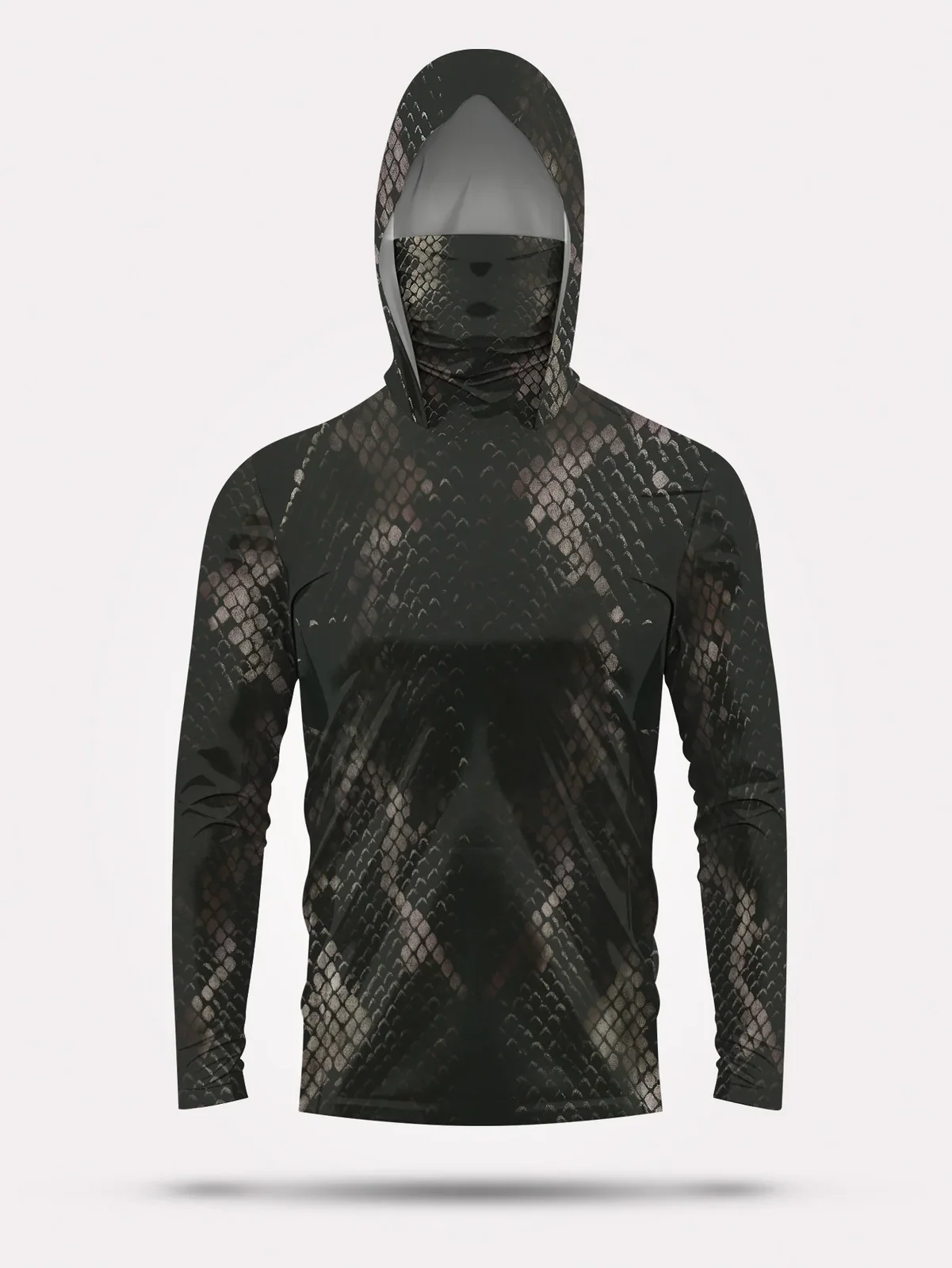 Men's Fishing Hooded Long-Sleeved Camouflage Sunscreen Breathable Anti-UV Lightweight Sweat-Resistant Fishing Shirt