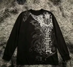 Gothic wing pattern long sleeved T-shirt polyester fiber round neck loose T-shirt street wear casual top unisex
