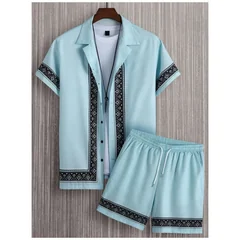 2026 Mens Summer Daily Fashion Short Sleeved Shirts,Summer Short Sleeved Shirts And Beach Shorts,Y2K Casual StreetWearMensShorts