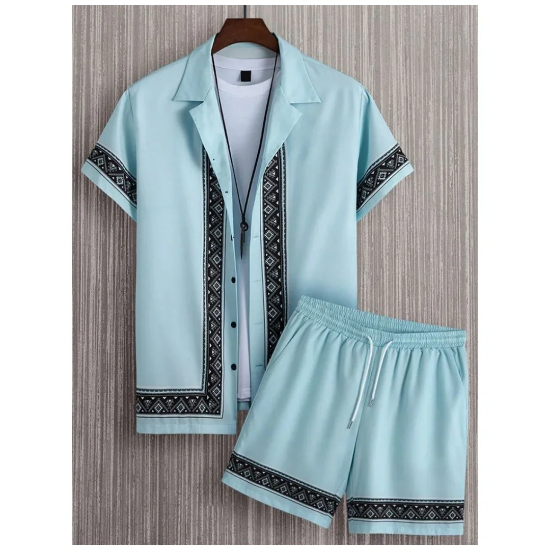 2026 Mens Summer Daily Fashion Short Sleeved Shirts,Summer Short Sleeved Shirts And Beach Shorts,Y2K Casual StreetWearMensShorts