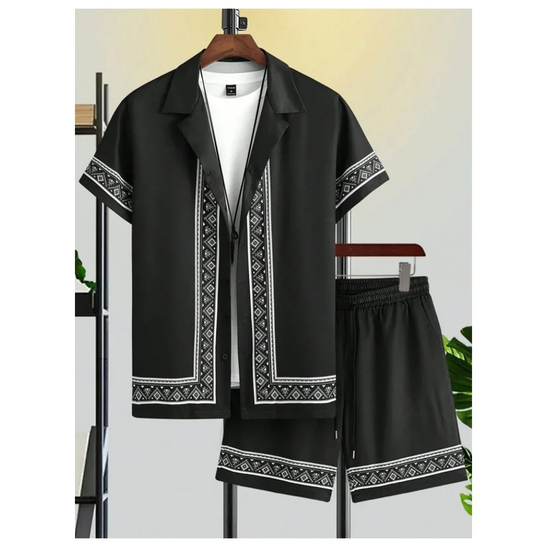 2026 Mens Summer Daily Fashion Short Sleeved Shirts,Summer Short Sleeved Shirts And Beach Shorts,Y2K Casual StreetWearMensShorts