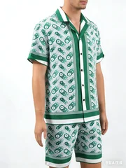 2026 Mens Summer Daily Fashion Short Sleeved Shirts,Summer Short Sleeved Shirts And Beach Shorts,Y2K Casual StreetWearMensShorts