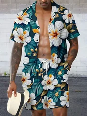 Men's Shirt Sets 2026 Spring/Summer 3D Printed men's tracksuit sweatshirt set clothing set sports two-piece sweat suit Graphic