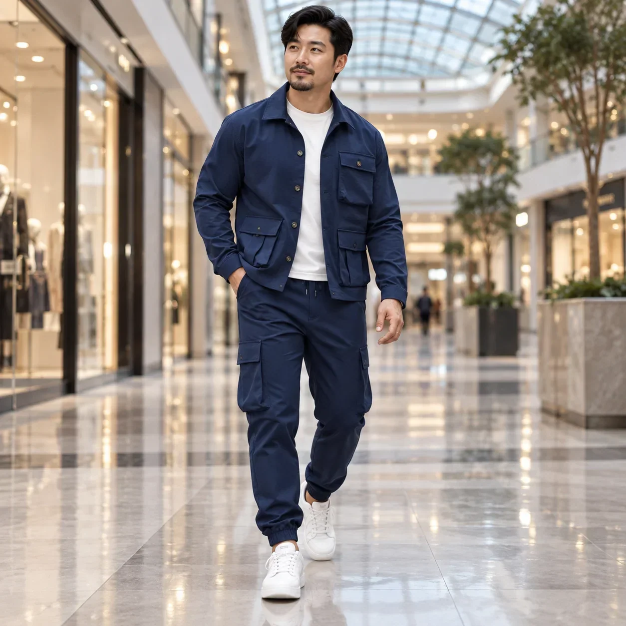 Vintage Fashion Men Suit Spring Autumn, Woven Fabric Multi Pockets Casual Retro Jacket, Versatile Full Suit